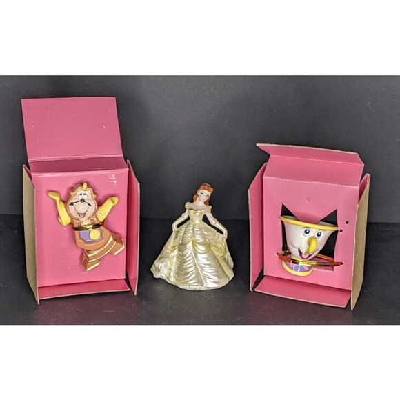 Schmid Disney Beauty & the Beast Figurines Belle Cogsworth Clock and Chip Potts - Picture 2 of 6
